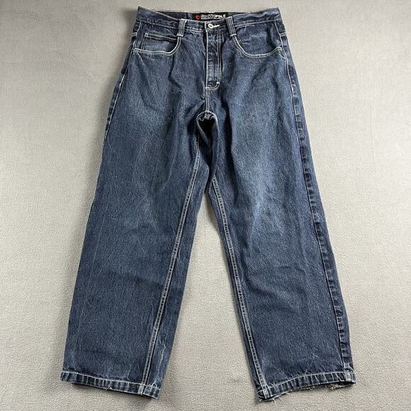 Southpole Jeans Mens 34X30 Blue Baggie Wide Leg Denim Skater Baggy Y2K Hip Hop - Picture 1 of 12